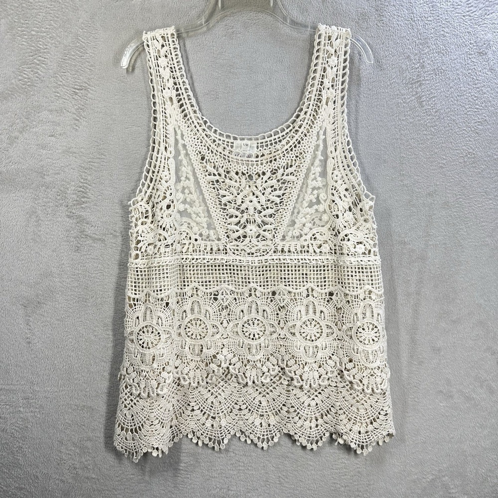 Noelle Crochet Tank Top Ivory L/XL Cotton Cottagecore Boho Festival Coachella